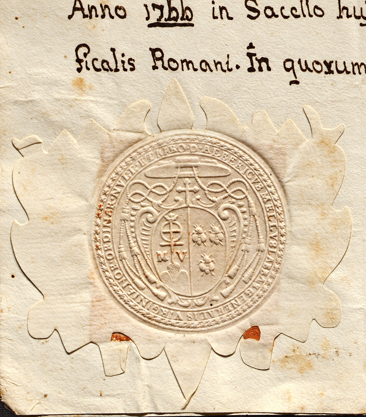 Sigillo di Alberico Mellusi con elementi araldici evidenziati