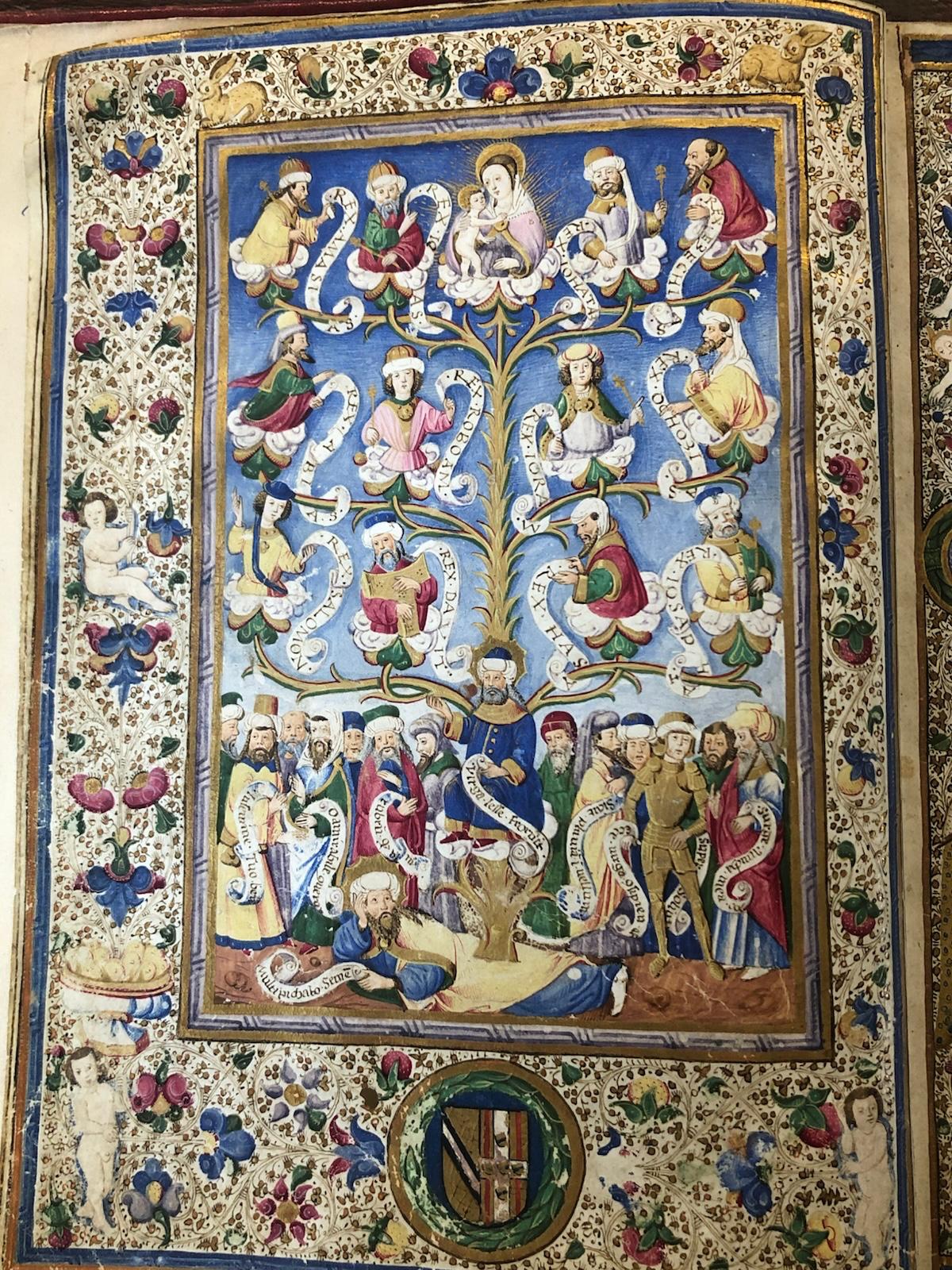 Manoscritto miniato con albero degli Abati